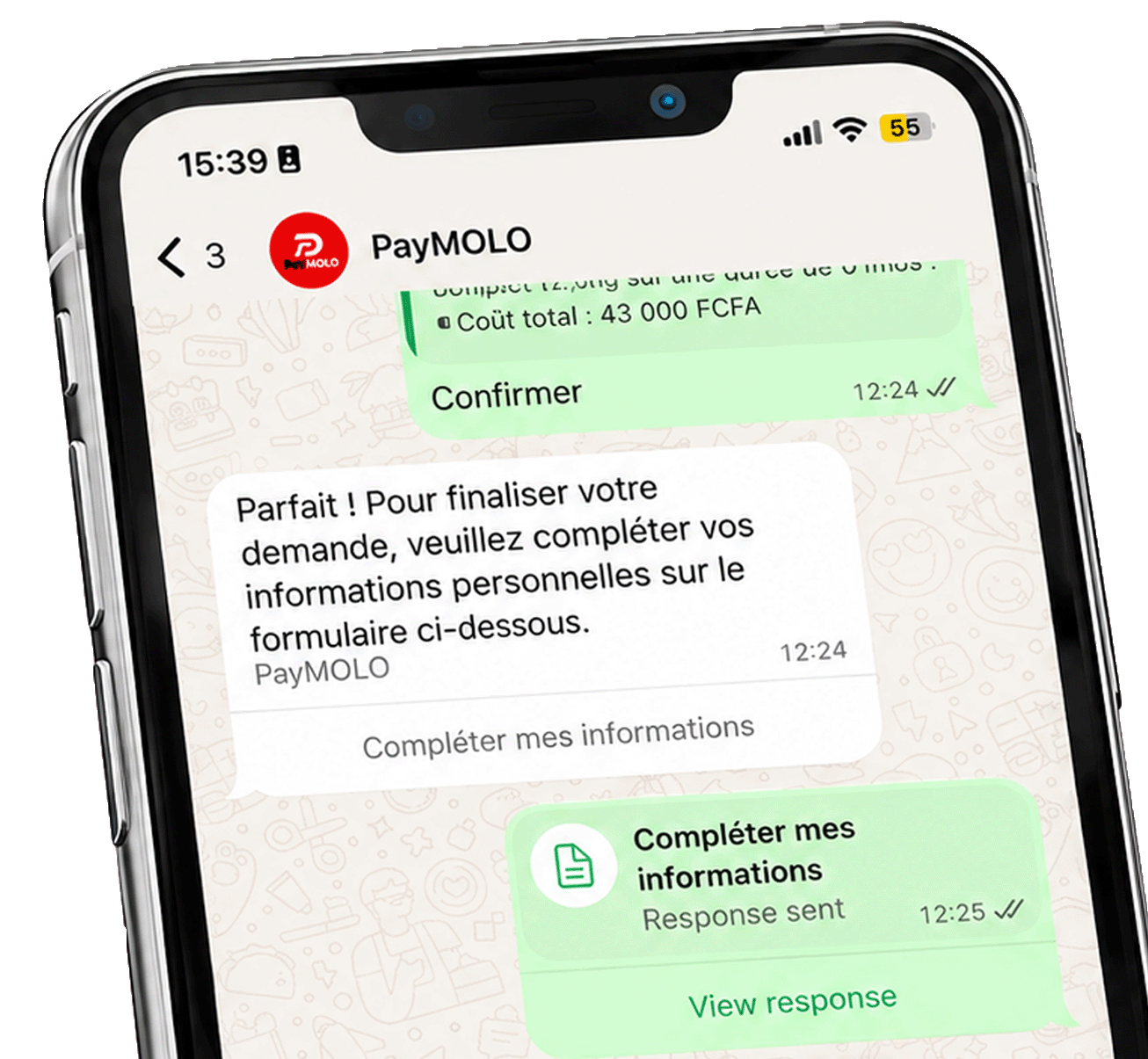 PayMOLO sur WhatsApp